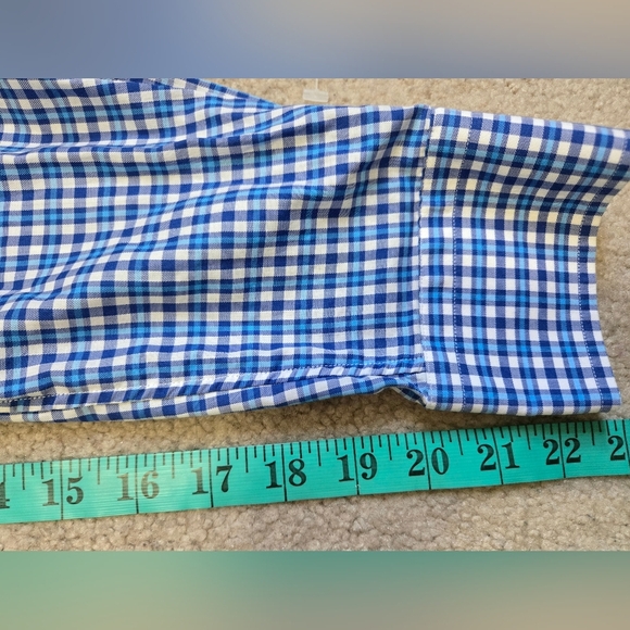 ETON Blue and White Checkered Slim Fit Men's Button Up Shirt. Size 43/17 - Picture 10 of 10